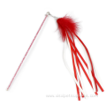 colorful feathers plastic stick cat teaser with bell